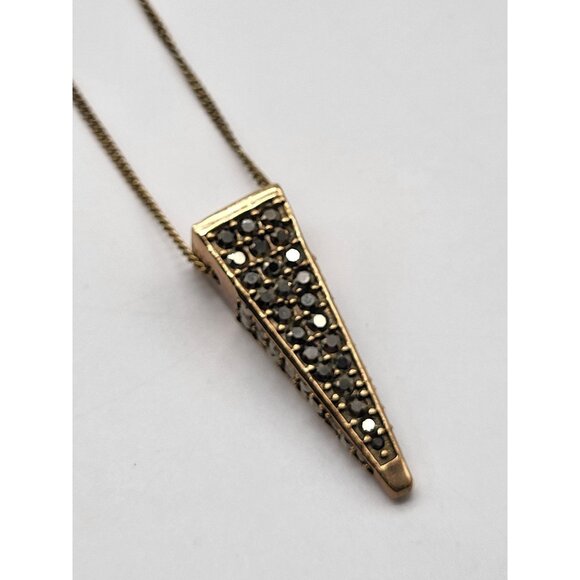 OTAZU Women's Gold Tone Rhinestone Pendant Necklace Dagger Pendulum Triangle - Picture 2 of 10